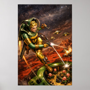 Retro Sci-Fi Fantasy Ruimte Vrouw Kunst Poster