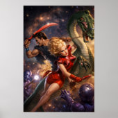 Retro Sci-Fi Fantasy Space Art Poster (Voorkant)