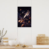 Retro Sci-Fi Fantasy Space Battle Art Poster (Keuken)