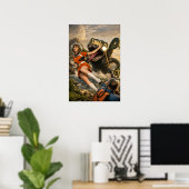Retro Sci-Fi Fantasy Space Monster Art Poster (Thuiskantoor)