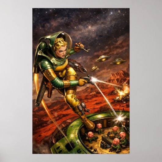 Retro Sci-Fi Fantasy Space Woman Art Poster (Voorkant)