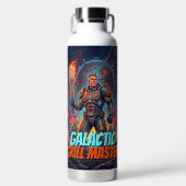 Retro Sci-Fi Galactische Grillmaster Pop Art Strip Waterfles (Voorkant)