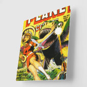 RETRO Sci Fi GRAFISCHE KUNST VAN DE jaren '40 Vierkante Klok (Hoek)