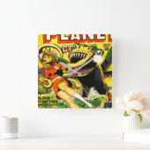 RETRO Sci Fi GRAFISCHE KUNST VAN DE jaren '40 Vierkante Klok (Huis)