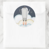 Retro sci-fi koffiepot percolator raketschip ronde sticker (Tas)