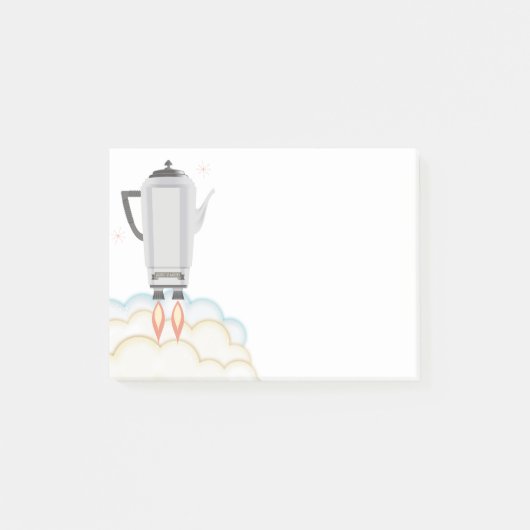 Retro sci-fi koffiespotpercolatorraket post-it® notes (Voorkant)