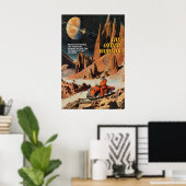 Retro Sci-Fi-kunstprint Galactische Scooter Rit Poster (Thuiskantoor)