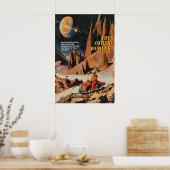 Retro Sci-Fi-kunstprint Galactische Scooter Rit Poster (Keuken)
