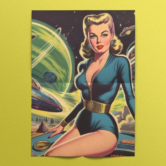 Retro Sci Fi Meisje Tissuepapier