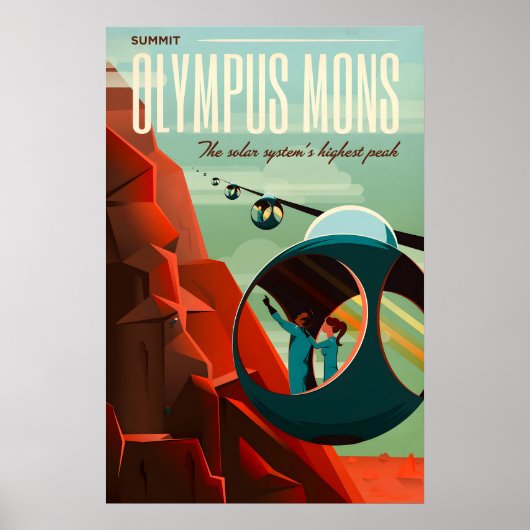 Retro Sci-Fi Olympus Mons Reisposter Poster (Voorkant)