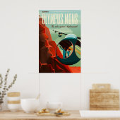 Retro Sci-Fi Olympus Mons Reisposter Poster (Keuken)