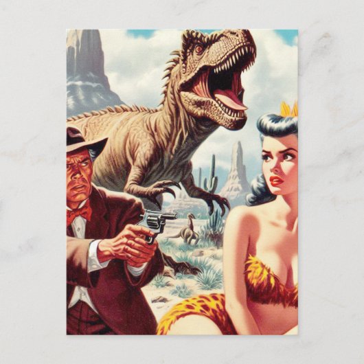 Retro Sci-Fi Pin Up Briefkaart (Voorkant)