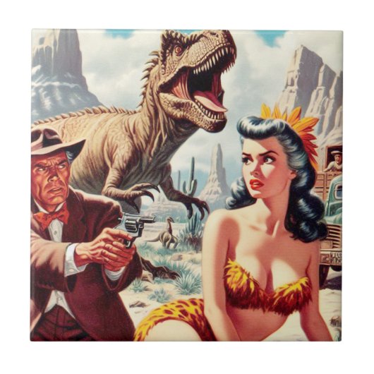 Retro Sci-Fi Pin Up Tegeltje (Voorkant)