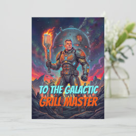 Retro Sci-Fi Pop Art Galactische Grillmaster Strip Bedankkaart