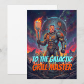 Retro Sci-Fi Pop Art Galactische Grillmaster Strip Bedankkaart (Voorkant / Achterkant)