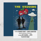 Retro Sci Fi Poster Gay Virtual Wedding Kaart (Voorkant / Achterkant)