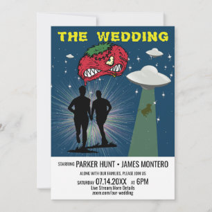 Retro Sci Fi Poster Gay Virtual Wedding Kaart
