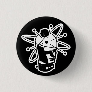 Retro Sci-Fi Robot Head - zwart en wit Ronde Button 3,2 Cm