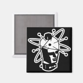 Retro Sci-Fi Robot Hoofd - Zwart & Wit Magneet (Voorkant / Achterkant)