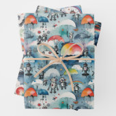 Retro Sci-Fi Robots in de ruimte Inpakpapier Vel (In situ)