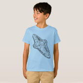 Retro Sci-Fi Ruimteschip Blauwdruk Kunst T-shirt (Voorkant volledig)