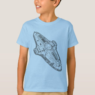 Retro Sci-Fi Ruimteschip Blauwdruk Kunst T-shirt