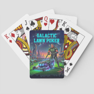 Retro Sci-Fi Ruimtevaarder Galactisch Gazon Stripv Pokerkaarten