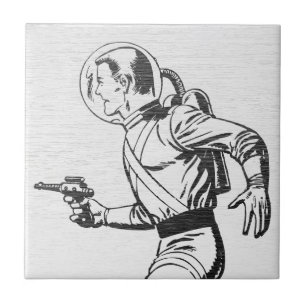 Retro Sci-Fi Ruimtevaarder Tegeltje
