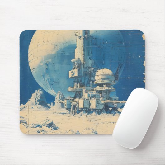 Retro Sci-Fi Space Base Muismat (Met muis)