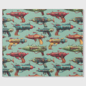 Retro Sci-Fi Straalpistoolpatroon Inpakpapier (Vlak)