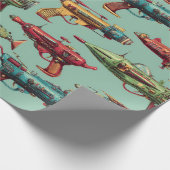 Retro Sci-Fi Straalpistoolpatroon Inpakpapier (Hoek)