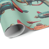Retro Sci-Fi Straalpistoolpatroon Inpakpapier (Rol Hoek)