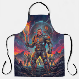 Retro Sci-Fi stripverhaal Galactische Grillmeester Schort