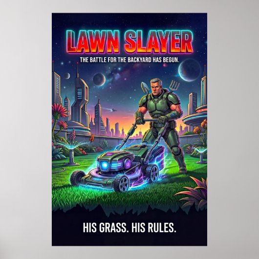 Retro Sci Fi Tactische Gazonheld Parodie Poster (Voorkant)