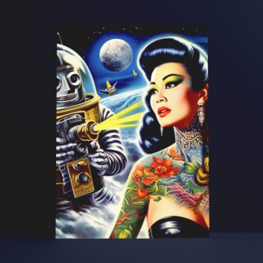Retro Sci-Fi Vrouw Briefkaart
