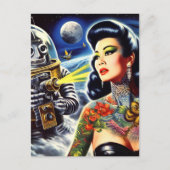 Retro Sci-Fi Vrouw Briefkaart (Voorkant)