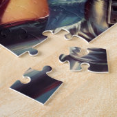 Retro Sci-Fi Vrouw Schilderen Legpuzzel (Zijkant)