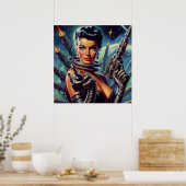 Retro Sci-Fi Vrouw Schilderen Poster (Keuken)