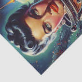Retro Sci-Fi Vrouw Schilderen Tissuepapier (Detail)
