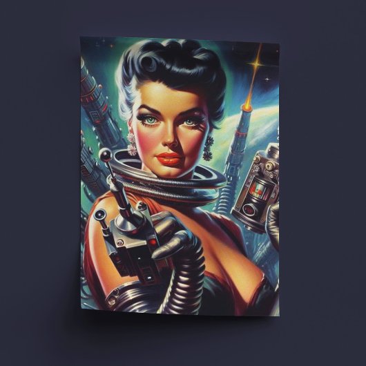 Retro Sci-Fi Vrouw Schilderen Tissuepapier