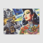 Retro Sci-Fi Vrouw Tissuepapier (Voorkant)