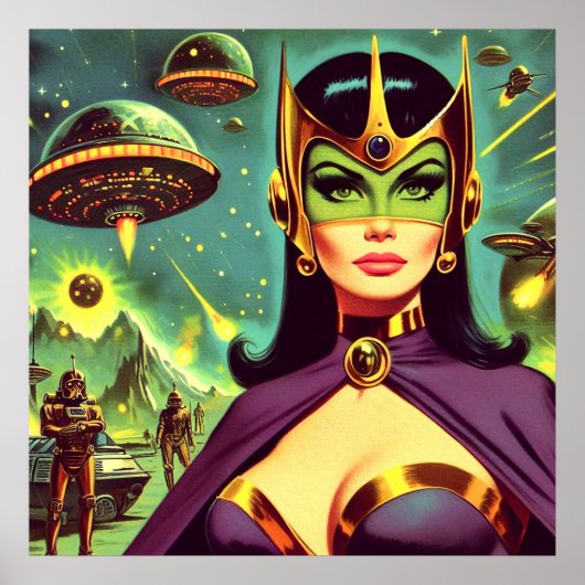 Retro Sci-Fi Woman Poster (Voorkant)