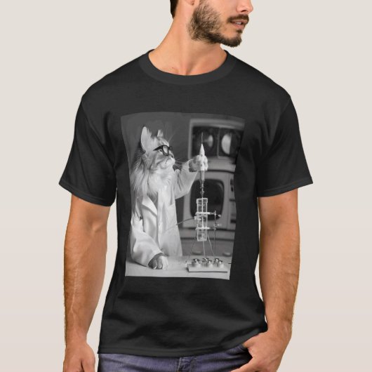 Retro Science Cat - STEM - Curiosity Cat Lab - Kwa T-shirt (Voorkant)