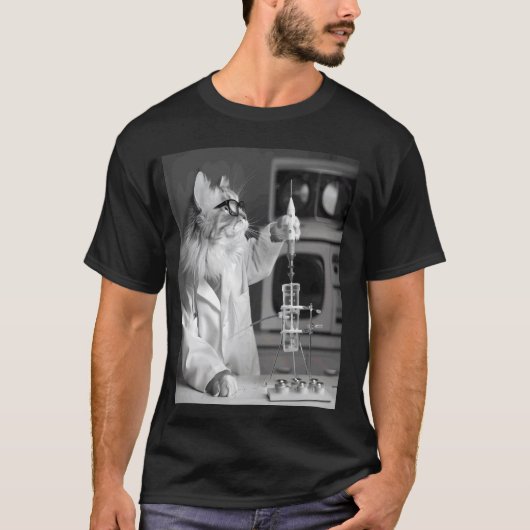 Retro Science Cat - STEM - Curiosity Cat Lab - Kwa T-shirt (Voorkant)