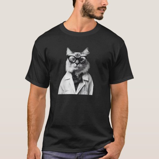 Retro Science Cat - STEM - Curiosity Cat Lab - Qua T-shirt (Voorkant)