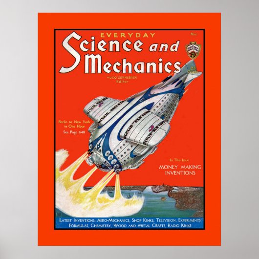 Retro Science Fiction 1931 cover magazine Poster (Voorkant)