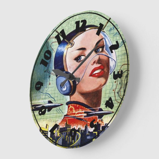 Retro Science Fiction Clock Grote Klok (Hoek)