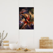 Retro Science-Fiction Fantasie Ruimte Kunst Poster (Keuken)