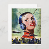 Retro Science Fiction Invitations Kaart (Voorkant / Achterkant)