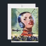 Retro Science Fiction Invitations Kaart<br><div class="desc">Wetenschapsfictie heeft in de loop der jaren vele vormen aangenomen en heeft tot verbeelding geleid. Dit retro science fiction ontwerp uit het verleden van jaren is een interessante kijk op hoe dingen kunnen evolueren. Dit retro science fiction ontwerp ziet er geweldig uit op deze uitnodigingen</div>